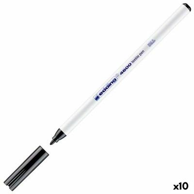 Permanente markeerstift Edding Textil 4600 Zwart (10 Stuks)