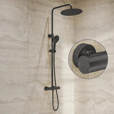 Regendouche set SaniClear Evolution Stripes | Opbouw | 20 cm | Mengkraan | Incl.Handdoucheset | Verouderd ijzer - gunmetal