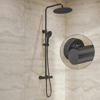 Regendouche set SaniClear Evolution Stripes | Opbouw | 20 cm | Mengkraan | Incl.Handdoucheset | Verouderd ijzer - gunmetal