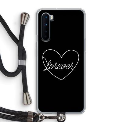 Forever heart black: OnePlus Nord Transparant Hoesje met koord
