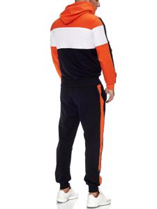 Heren joggingpak zwart - oranje - wit - huispak - 1082