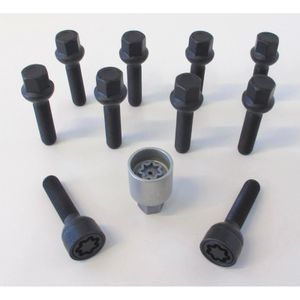H&R Wielboutenset bolkonisch R12 M12x1.50 - Lengte 40mm - Zwart - 10 stuks (bv. Mercedes) - incl. wi HRB1254002SET