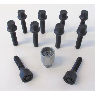 H&R Wielboutenset bolkonisch R12 M12x1.50 - Lengte 40mm - Zwart - 10 stuks (bv. Mercedes) - incl. wi HRB1254002SET