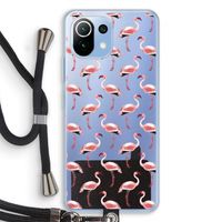 Flamingoprint groen: Xiaomi Mi 11 Lite Transparant Hoesje met koord
