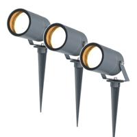 Set van 3 Spikey LED prikspots - GU10 4 Watt 345 Lumen - Dimbaar - Kantelbaar - 6500K daglicht wit - IP64 Waterdicht - Antraciet - Tuinspots - Pinspots