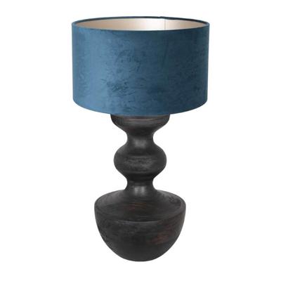 Steinhauer Landelijke schemerlampLyons S met blauwe velours kap - 3481ZW