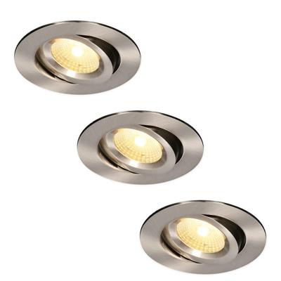 Set van 3 Salerno LED inbouwspots - 8W 650 lumen - 2700K warm wit - Dimbaar - Rond - Kantelbaar - IP44 waterdicht - RVS - Voor binnen, buiten en badkamer