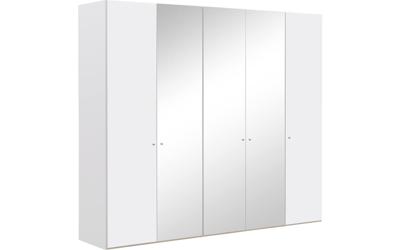 Goossens Kledingkast Easy Storage Ddk, Kledingkast 253 cm breed, 220 cm hoog, 2x draaideur en 3x spiegel draaideur midden