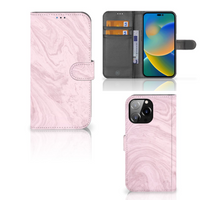 iPhone 14 Pro Max Bookcase Marble Pink - Origineel Cadeau Vriendin