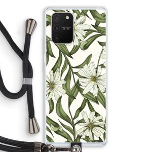 Wit bloemenpatroon: Samsung Galaxy S10 Lite Transparant Hoesje met koord