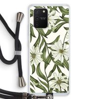 Wit bloemenpatroon: Samsung Galaxy S10 Lite Transparant Hoesje met koord