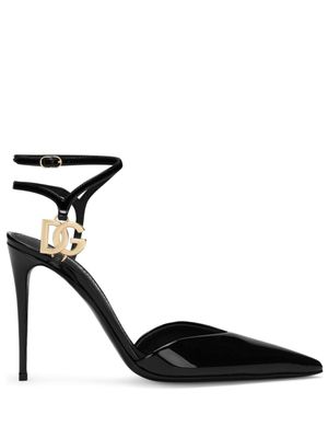 Dolce & Gabbana escarpins en cuir à plaque logo DG - Noir
