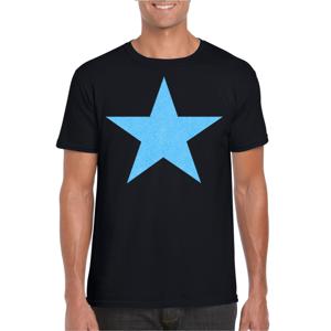 Verkleed T-shirt voor heren - ster - zwart - blauw glitter - carnaval/themafeest