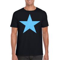 Verkleed T-shirt voor heren - ster - zwart - blauw glitter - carnaval/themafeest - thumbnail