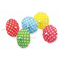Ijsparasols - 10x st - hout/papier - IJs/hapjes parasols - cocktailprikkers - prikkers