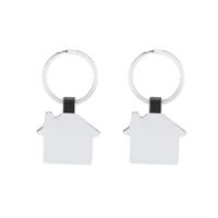 Sleutelhanger met klein huisje - 2x - zilver - metaal - 3.5 x 3 cm - eigen huis/nieuw huis Sleutelhanger met klein huisje - 2x - zilver - metaal - 3.5 x 3 cm - eigen huis/nieuw huis
