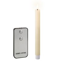 Lumineo Led dinerkaarsen - 4x st - creme wit - 24 cm - warm wit - afstandsbediening