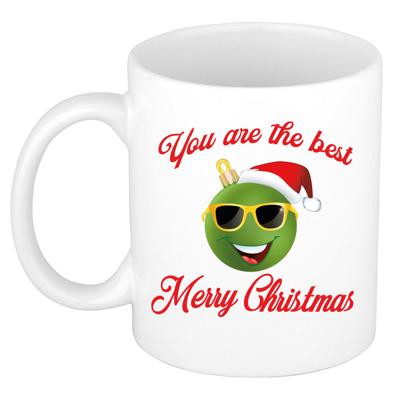 Kerst cadeau koffiemok - The Best - smile - groen - 300 ml - keramiek - Merry Christmas - collega