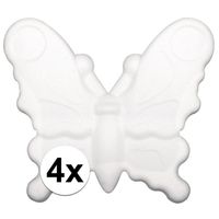 4x stuks piepschuim vlinders van 12,5 cm - thumbnail