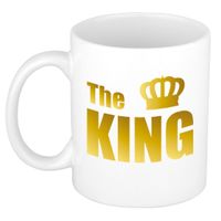 The king cadeau mok / beker wit met gouden tekst en kroon 300 ml   -