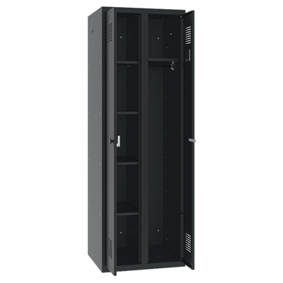 Ruime 1-persoons Kledinglocker met hang- en leggedeelte en toeslaande deuren - H.180 x B.60 cm