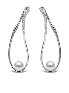 Yoko London boucles d'oreilles en or blanc 18ct ornés de diamants et de perles Akoya - Argent