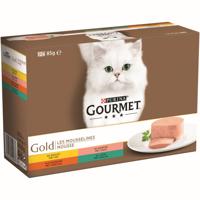 Gold mousse met kip, met zalm, met niertjes, met konijn 12x85g kattenvoer - Gourmet