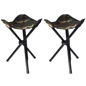Van Os Visserskrukje - Set van 2x stuks - camouflage - drie poot kruk - opvouwbaar - 40 cm