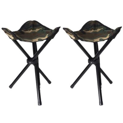 Van Os Visserskrukje - Set van 2x stuks - camouflage - drie poot kruk - opvouwbaar - 40 cm
