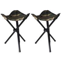 Van Os Visserskrukje - Set van 2x stuks - camouflage - drie poot kruk - opvouwbaar - 40 cm Van Os Visserskrukje - Set van 2x stuks - camouflage - drie poot kruk - opvouwbaar - 40 cm