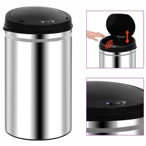 VidaXL Prullenbak met automatische sensor 40 l roestvrij staal
