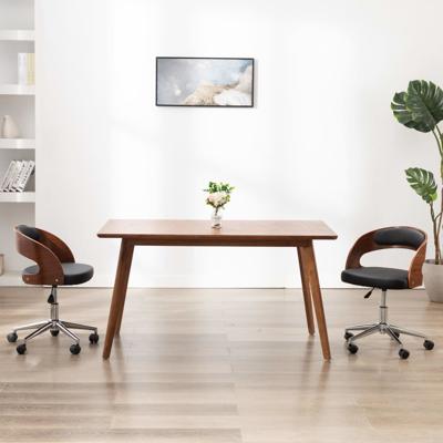 Kantoorstoel draaibaar gebogen hout en kunstleer zwart