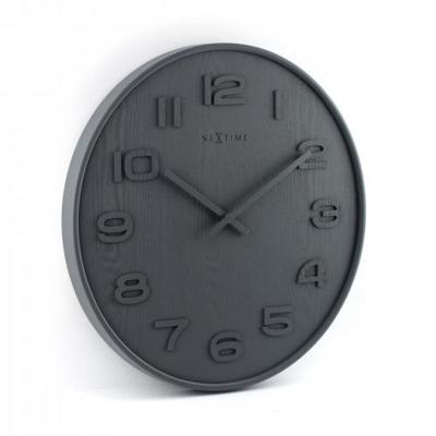 NeXtime klok 3096gs wood wood medium, ø35.5 cm, wall, gray