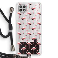 Flamingoprint groen: Samsung Galaxy A22 4G Transparant Hoesje met koord