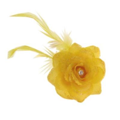Haarbloem - geel - met speld/ elastiek - 8 cm - haardecoratie - dames - carnaval Haarbloem - geel - met speld/ elastiek - 8 cm - haardecoratie - dames - carnaval