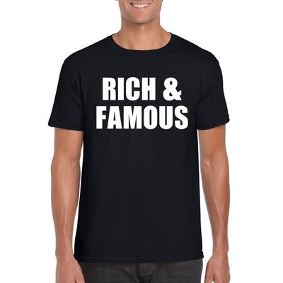 Rich & famous tekst t-shirt zwart heren