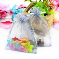 100 stuks organza geschenk zakken sieraden verpakking tas bruiloft feestdecoratie grootte: 7x9cm (D5 zilver Rrey)