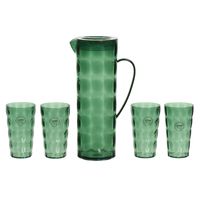 Waterkan/karaf set incl. 4 bekers - 1,7L - kunststof - groen