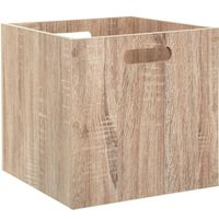 Opbergmand/kastmand 29 liter bruin/naturel van hout 31 x 31 x 31 cm - Opbergkisten - thumbnail