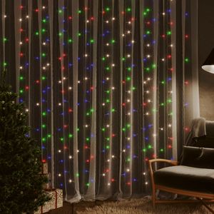 VidaXL Lichtsnoergordijn met 300 led&apos;s en 8 functies 3x3 m meerkleurig