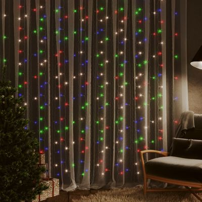 VidaXL Lichtsnoergordijn met 300 led&apos;s en 8 functies 3x3 m meerkleurig