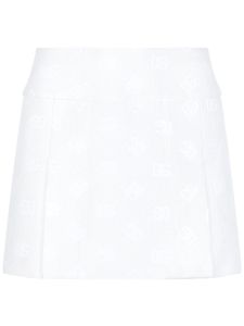 Dolce & Gabbana minijupe plissée à logo jacquard - Blanc