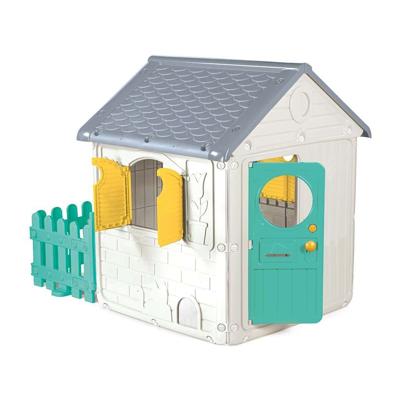Dolu Speelhuis met Tuinhek & Deurbel Wit/Groen/Grijs/Geel 122.5x156x104cm Dolu Speelhuis met Tuinhek & Deurbel Wit/Groen/Grijs/Geel 122.5x156x104cm