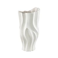 PTMD Merc White ceramic pot wavy ribbed high L - thumbnail