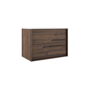 Adema Prime Essential Wastafelonderkast - 99.5x55x45.5cm - 2 lades - Standaard greep - MDF - noten (hout) AQUA_100_Valenti