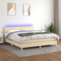 Boxspring met matras en LED stof crèmekleurig 160x200 cm