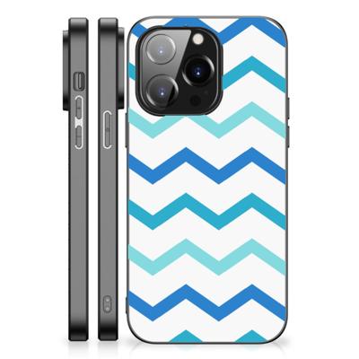 iPhone 14 Pro Back Case Zigzag Blauw