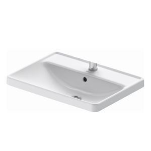 Wastafel Duravit D-Neo Inbouw Met Overloop Kraanvlak 1 Kraangat 60 cm Hoogglans Wit Duravit