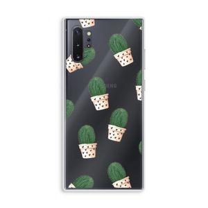 Cactusprint roze: Samsung Galaxy Note 10 Plus Transparant Hoesje