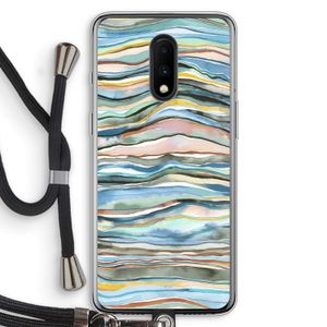 Watercolor Agate: OnePlus 7 Transparant Hoesje met koord